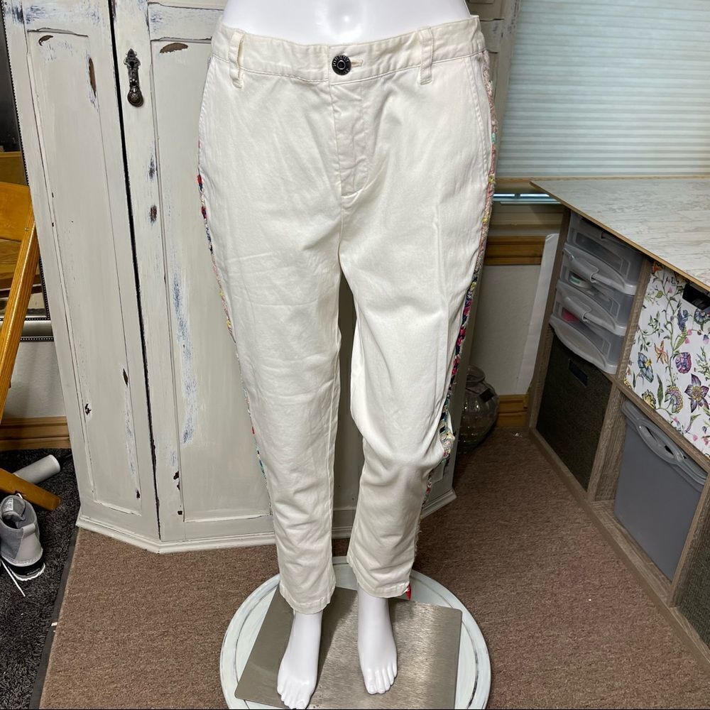 Johnny Was White Patchwork Twill Pants Jeans Size… - image 15